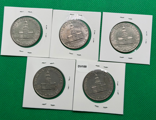 Lot of 5 1776-1976-D Kennedy Half Dollars — Bicentennial — Circulated