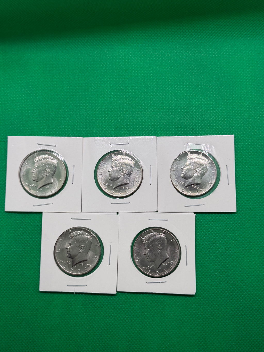 Lot of 5 Modern Kennedy Half Dollars — 2022–2024 — EF to AU