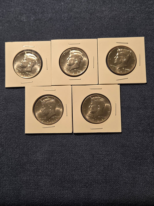 Lot of 5 Modern Kennedy Half Dollars — 2022–2024 — EF to AU